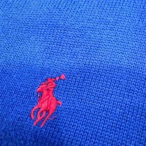 Polo Ralph Lauren boys knit V-Neck sweater.  blue w/elbow patches sz M 10-12 - Picture 10 of 11